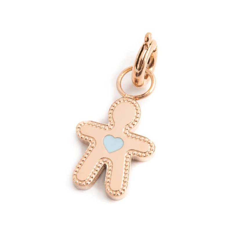Charm bimbo cuore smalto azzurro