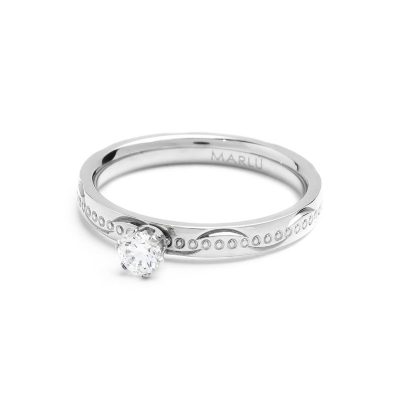 Anello texture cerchi con zircone centrale