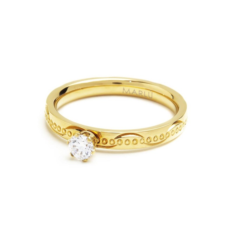 Anello texture cerchi con zircone centrale