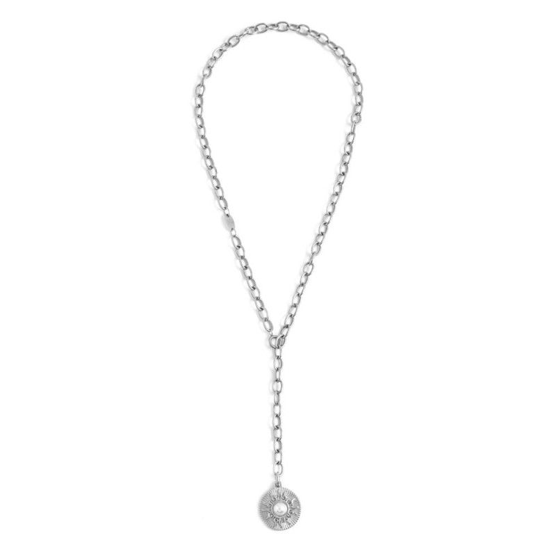 Collana sole pendente con perla