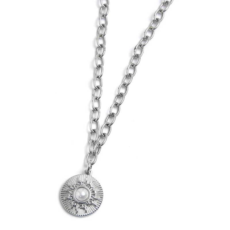 Collana sole pendente con perla