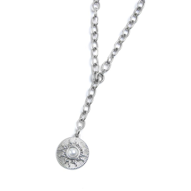 Collana sole pendente con perla