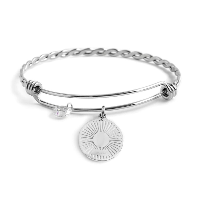 Bracciale rigido sole pendente con perla