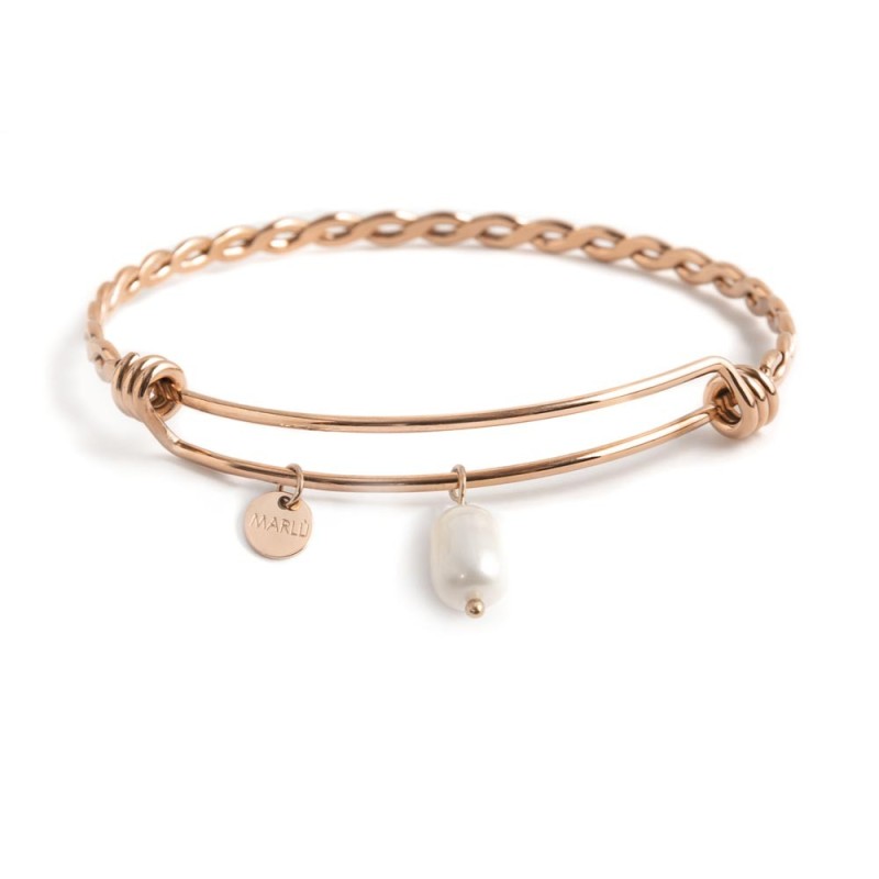 Bracciale rigido bangle torchon con perla