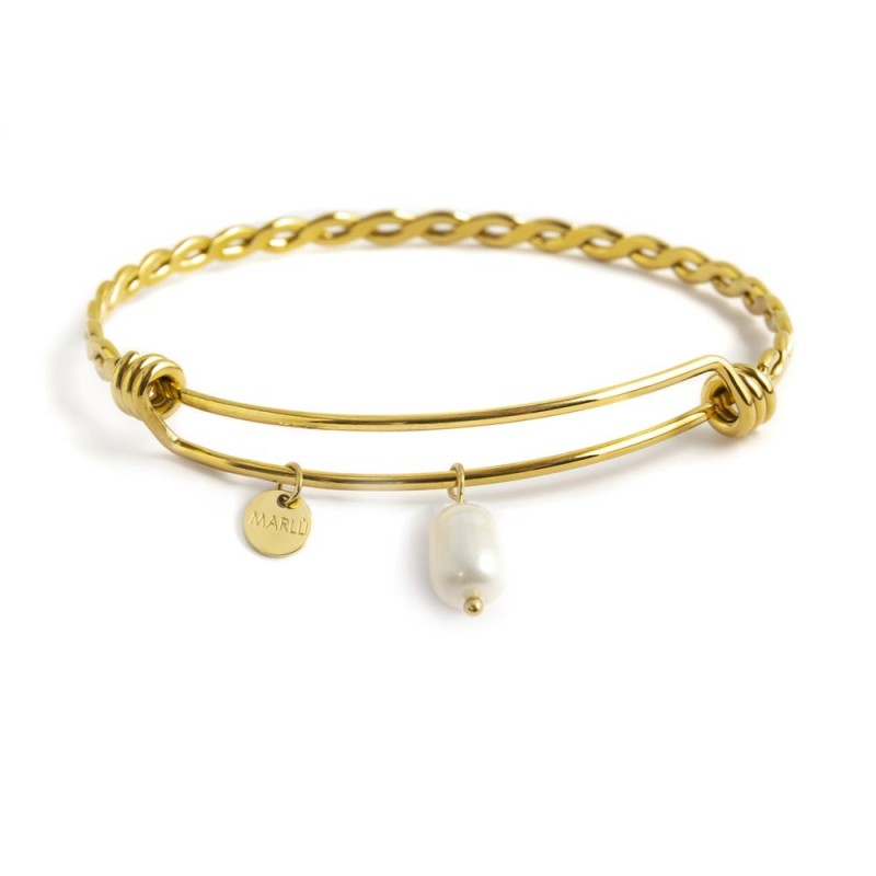 Bracciale rigido bangle torchon con perla