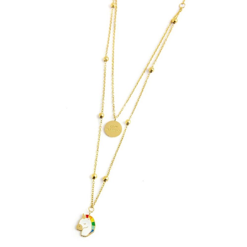 COLLANA DOPPIA PENDENTE UNICORNO