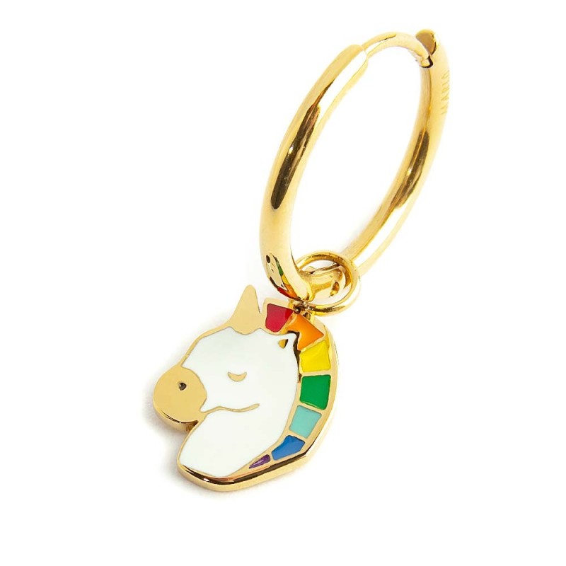 Orecchino a cerchio unicorno