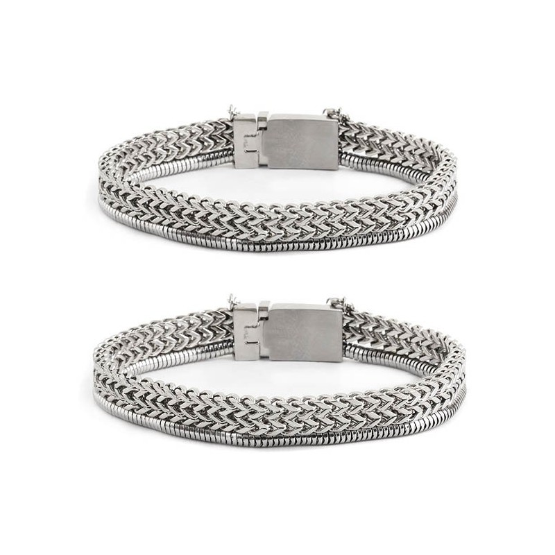 BRACCIALE ACCIAIO CATENA SPINA DI PESCE 6.40MM E SNAKE 3.30MM