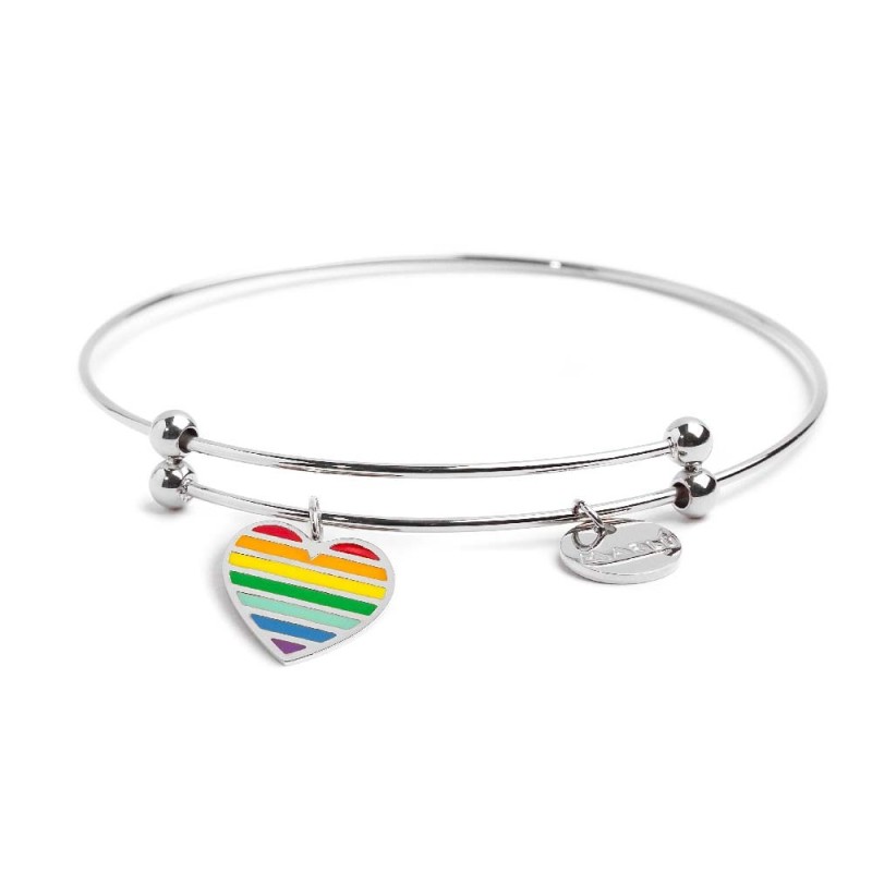Bracciale rigido cuore arcobaleno