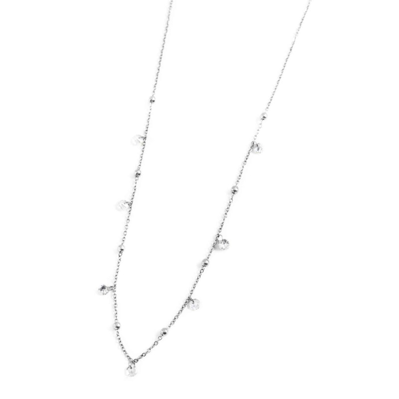 COLLANA 45CM CON CUBIC ZIRCONIA E SFERE