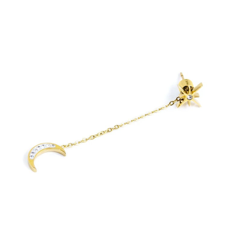 Orecchino rosa dei venti pendente luna