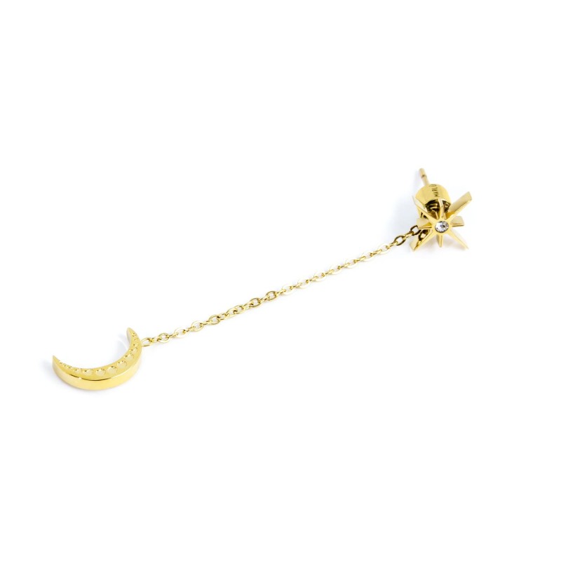 Orecchino rosa dei venti pendente luna