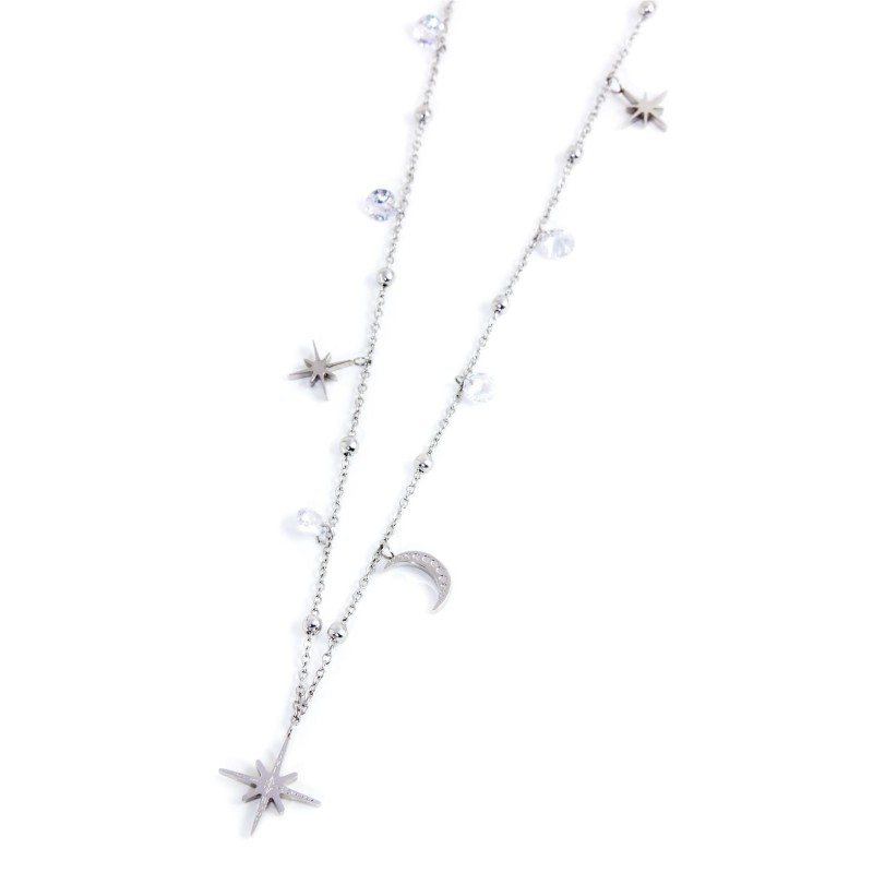 Collana lune e rosa dei venti con pendente rosa dei venti