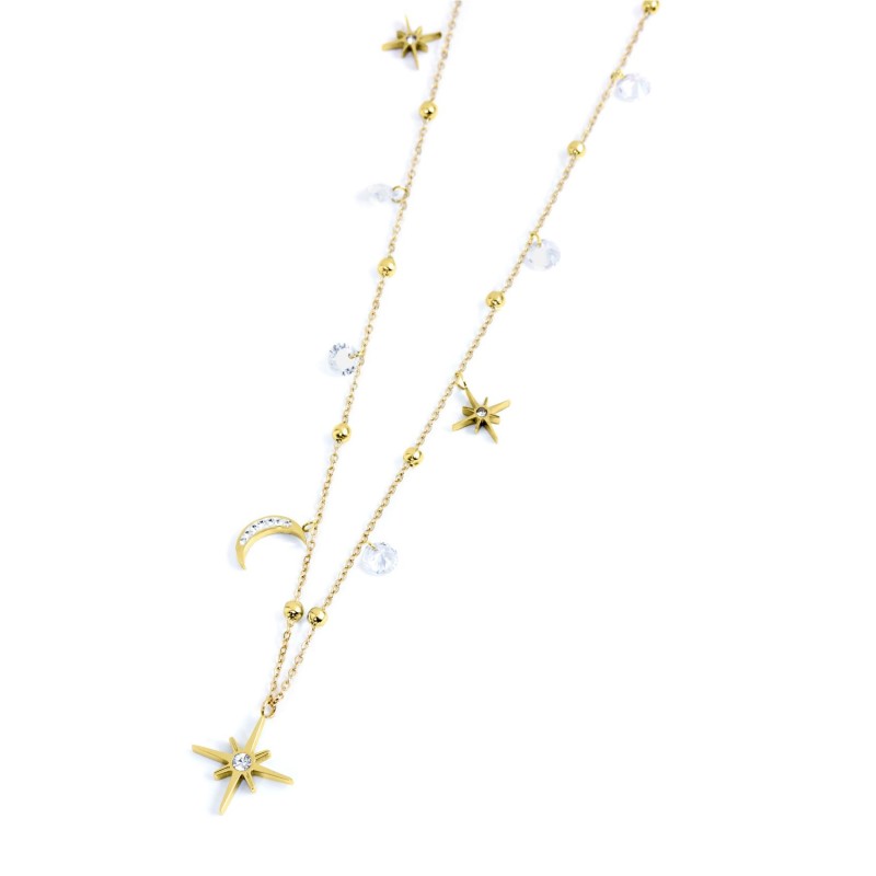 Collana lune e rosa dei venti con pendente rosa dei venti