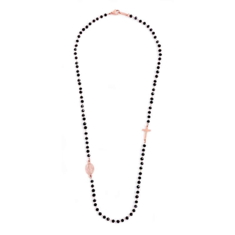 COLLANA ROSARIO CON CRISTALLI NERI