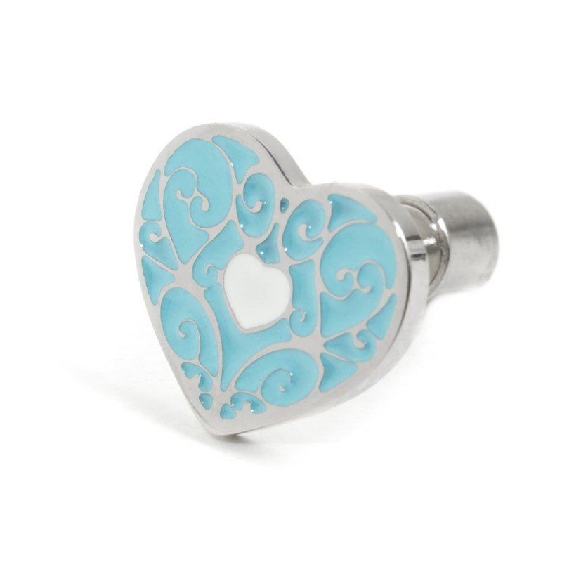 ONE S.STEEL TURQUOISE HEART EARRING