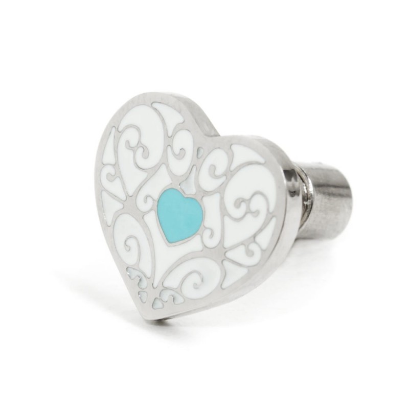 ONE S.STEEL TURQUOISE HEART EARRING