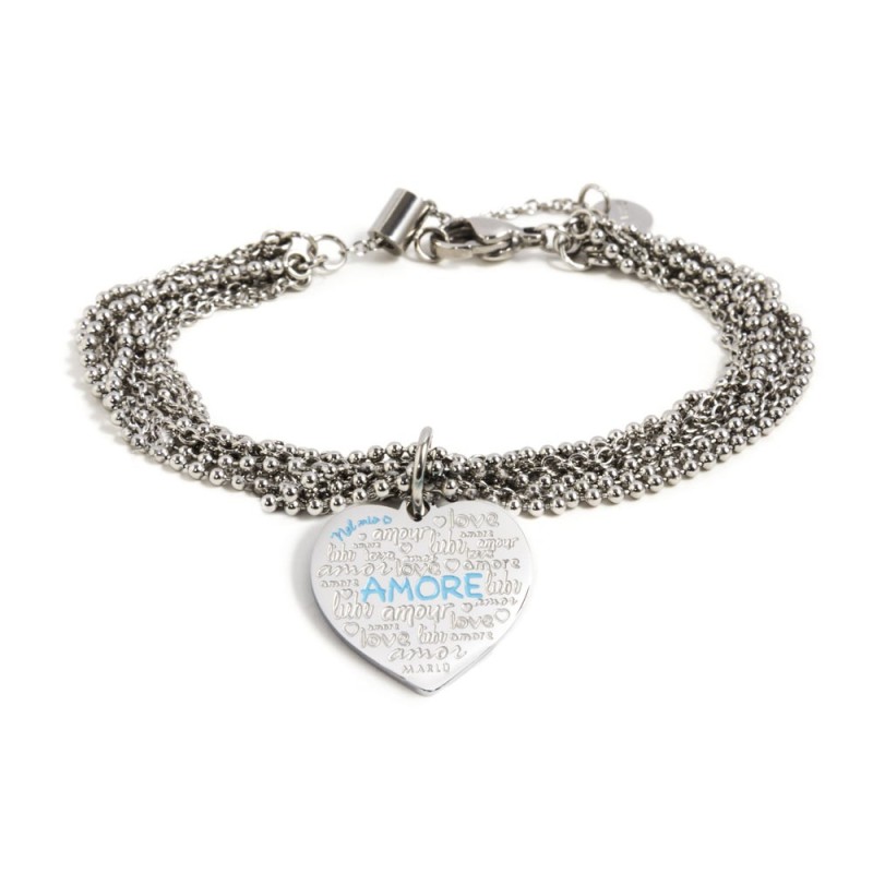S.STEEL HEART BR DOUBLE CHAIN S.STEEL HEART BR DOUBLE CHAIN