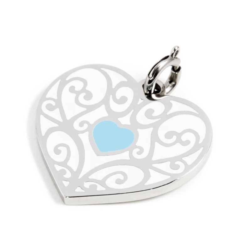 S.STEEL 25 MM TURQUOISE HEART CHARM S.STEEL 25 MM TURQUOISE HEART CHARM