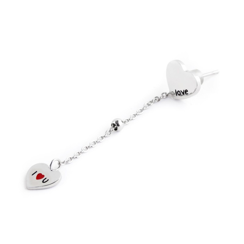 MONO ORECCHINO PENDENTE CUORE LOVE