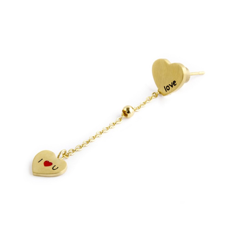MONO ORECCHINO PENDENTE CUORE LOVE