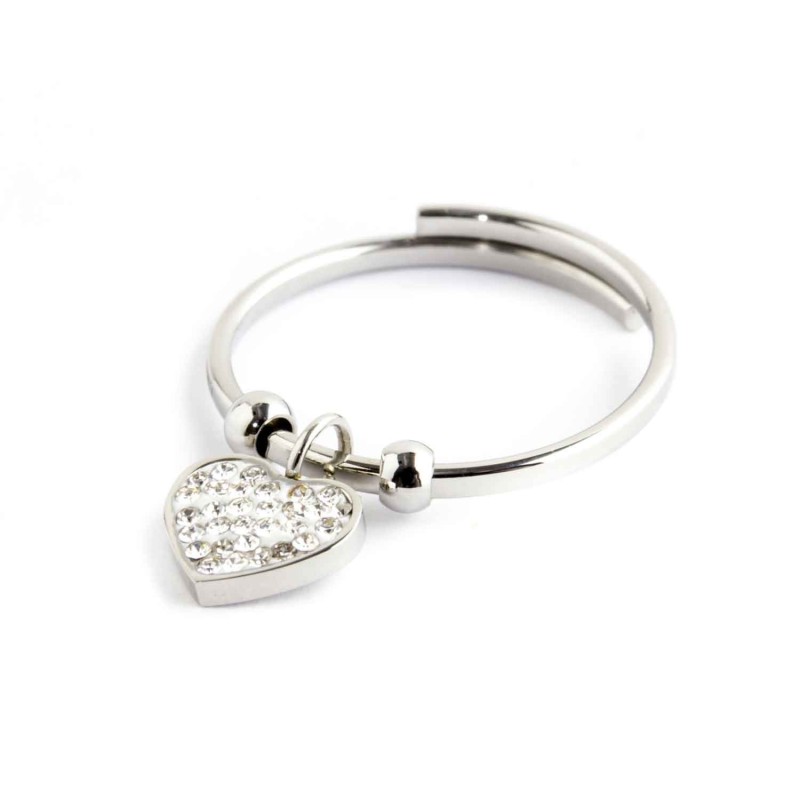 ANELLO CUORE STRASS PENDENTE