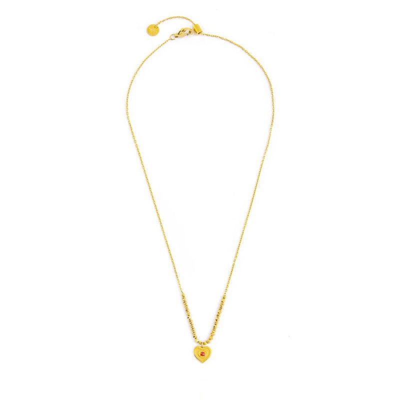 S.S.GOLD IP NECKLACE HEMATITE AND HEART PEND S.steel gold ip necklace main chain is "O" chain, 1,20 mm width, 0,26 mm thickness.