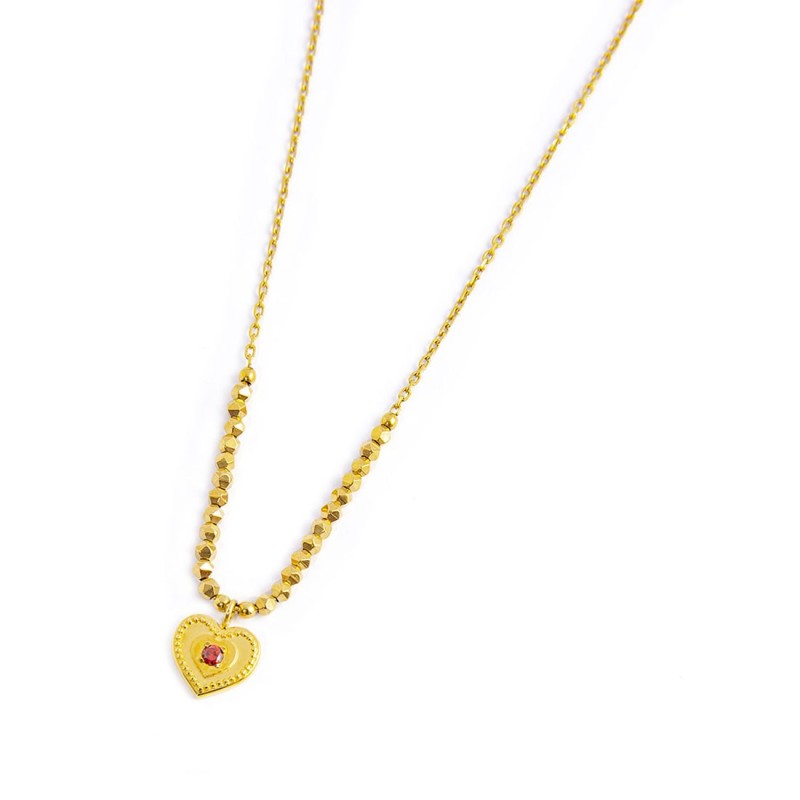 Collana con cuore pendente ed ematite