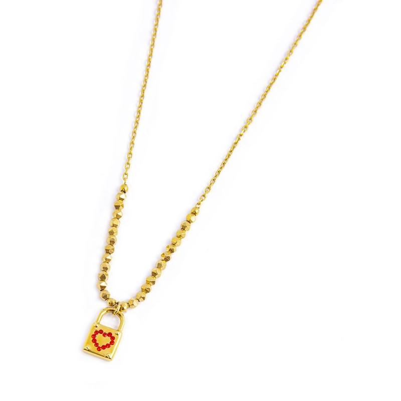 Collana con lucchetto pendente ed ematite