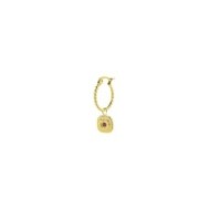 S.S.GOLD IP SINGLE ROUND EAR WITH SQUARED PENDANT S.steel gold ip single round earring with balls texture 16,30 mm diameter, 1,4