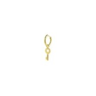 S.S. GOLD IP SINGLE ROUND EAR WITH KEY PENDANT S.steel gold ip single round earring with pressure closure, 14,70 mm diameter, 2
