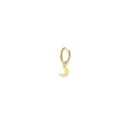 S.S.GOLD IP SINGLE ROUND EARRING WITH MOON PEND S.steel gold ip single round earring with pressure closure, 15,90 mm diameter, 2