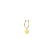 S.S.GOLD IP SINGLE ROUND EARRING WITH MEDAL PEND S.steel gold ip single round earring with balls texture, 16,30 mm diameter, 1,4