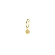 S.S.GOLD IP SINGLE ROUND EARRING WITH MEDAL PEND S.steel gold ip single round earring 16,30 mm diameter, 1,40 mm thickness, with