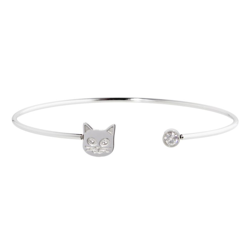 S.STEEL CAT BANGLE WITH CRYSTALS 316 S.STEEL OPEN BANGLE WITH 1 MM ROUND WIRE. DISTANCE BETWEEN 2 ENDS MUST BE 1 CM. ONE END WEL