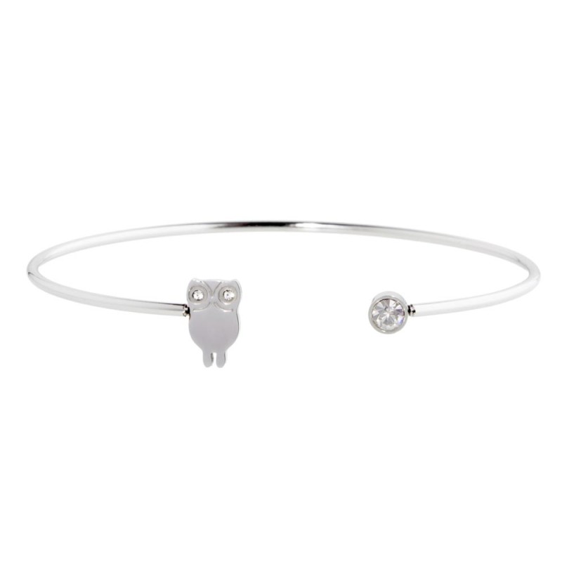 S.STEEL OWL BANGLE WITH CRYSTALS 316 S.STEEL OPEN BANGLE WITH 1 MM ROUND WIRE. DISTANCE BETWEEN 2 ENDS MUST BE 1 CM. ONE END WEL