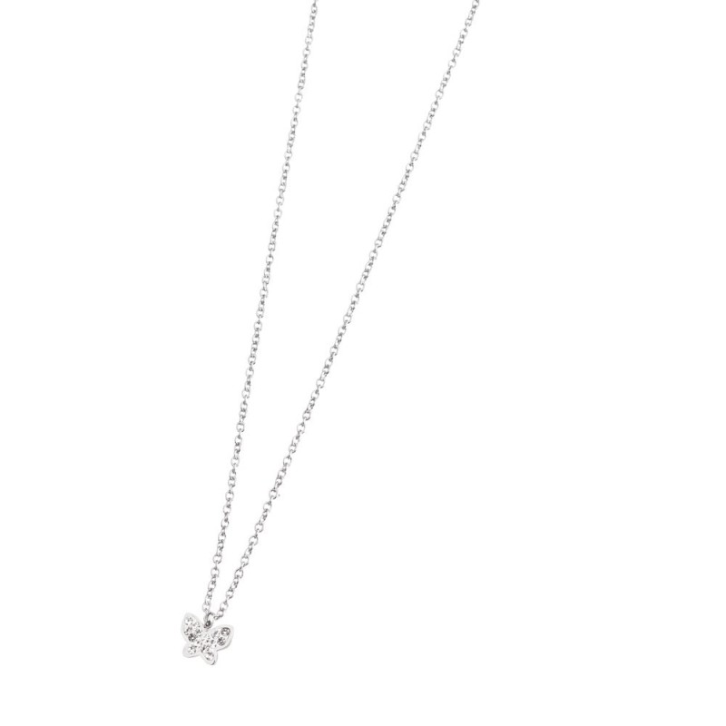 316L  NECKLACE BUTTERFLY WITH STONES 316 S.STEEL NECKLACE 8.5*7*1.5 MM BUTTERFLY WITH CLAY AND RHINOSTONES,1.6MM BALL CHAIN IN