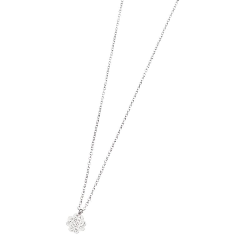 316L S.STEEL NECKLACE CLOVER WITH STONES 316 S.STEEL NECKLACE 8.5*8.5*1.5 MM CLOVER WITH CLAY AND RHINESTONES,1.6 MM BALL CHAIN