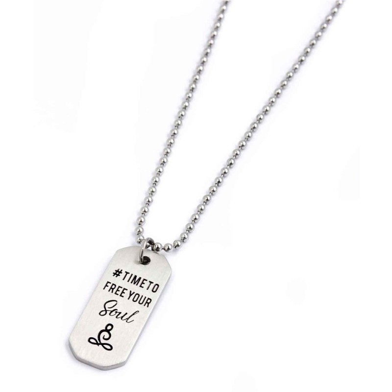 S.STEEL NECKLACE PENDANT FREE YOUR SOUL s.steel necklace ball chain diam. 2,5mm length 55cm + 15cm complete of pendant black ena