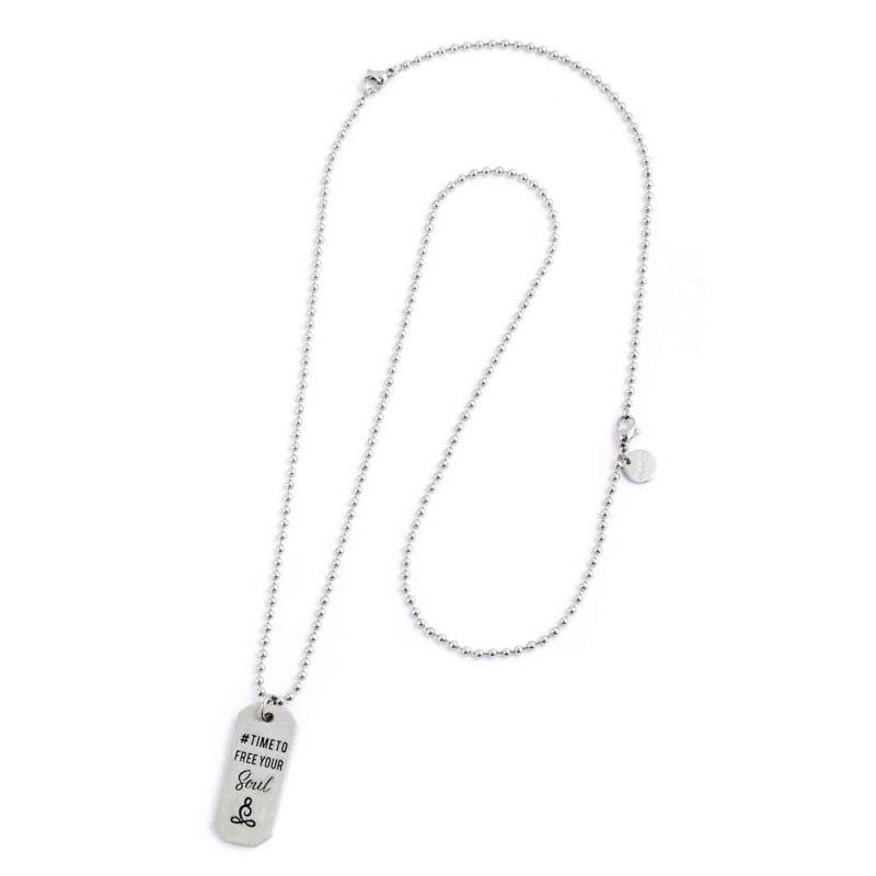 S.STEEL NECKLACE PENDANT FREE YOUR SOUL s.steel necklace ball chain diam. 2,5mm length 55cm + 15cm complete of pendant black ena