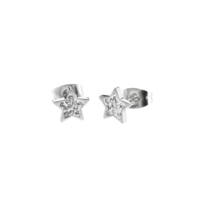 316L S.STEEL EARRING STAR WITH STONES 316 S.STEEL EARRINGS WITH 7*1.5 MM STAR,STAR WITH CLAY AND RHINESTONES