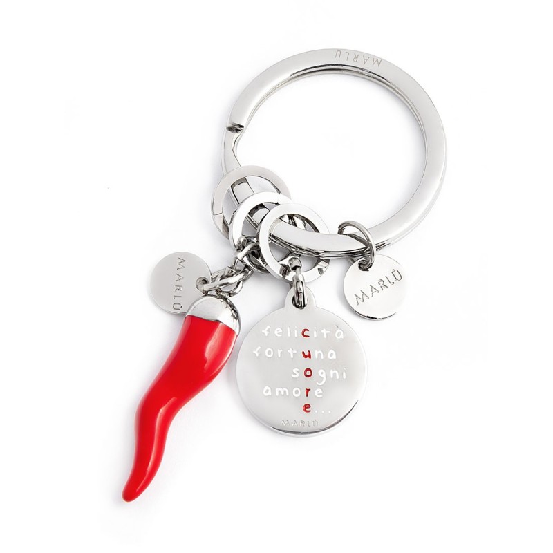 S.STEEL KEYRING 30MM WITH RINGS Polished s.steel keyring with 30 mm diameter, 2,70 mm width, 2,40 mm thickness, with lasered Mar