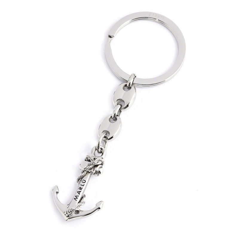 S.STEEL KEYRING 30MM WITH MARINE CHAIN AND ANCHOR PENDANT Polished s.steel keyring 30,00 mm diameter, 2,70 mm width, 2,40 mm thi