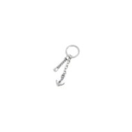 S.S.KEYRING 30MM WITH FISHBONE CHAIN, SQUARED CHAIN AND ANCHOR PEND Polished s.steel keyring 30 mm diameter, 2,70 mm width, 2,40