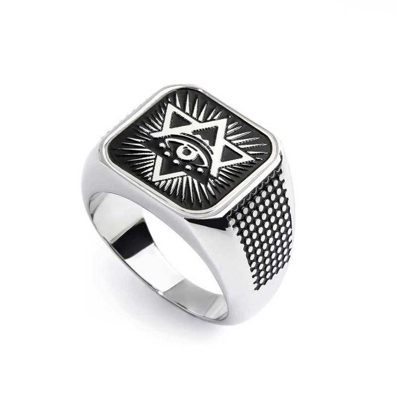 S.STEEL SQUARED PLATE WITH EYE Polished s.steel squared plate size 13,99*13,99 mm, 1 mm thickness with on the front side third e