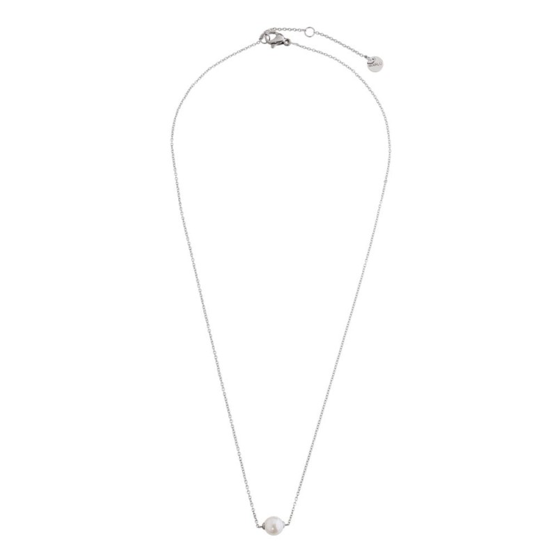 STEEL NEKLACE WITH PEARL 316 s.steel neklace and pearl with two caps welded on the chain, adjustableAccessories: REG0001, MA