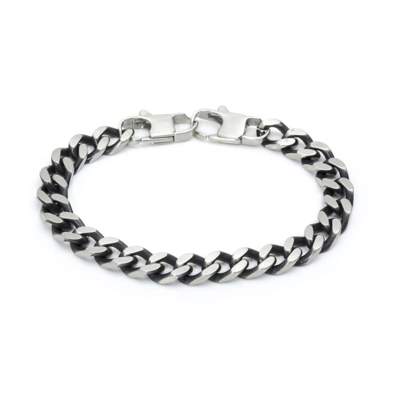 S.S. BRUSHED CHAIN BRACELET BLK OIL Brushed s.steel 2.5mm chain bracelet L 21cm with double locks and black oil finishing MTR25