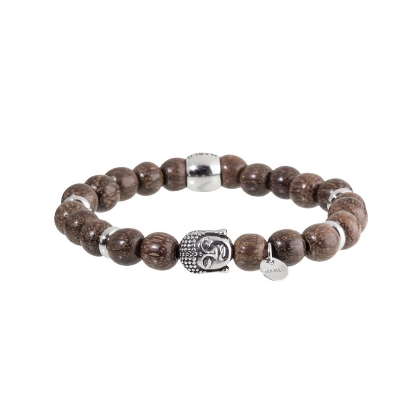 Bracciale elastico sfere legno e buddha