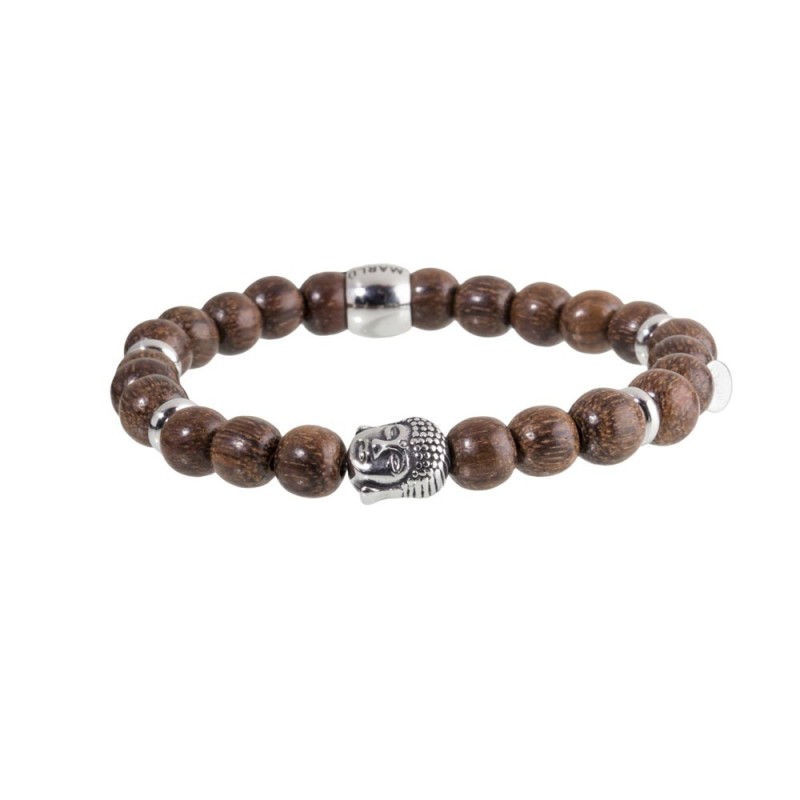 Bracciale elastico sfere legno e buddha