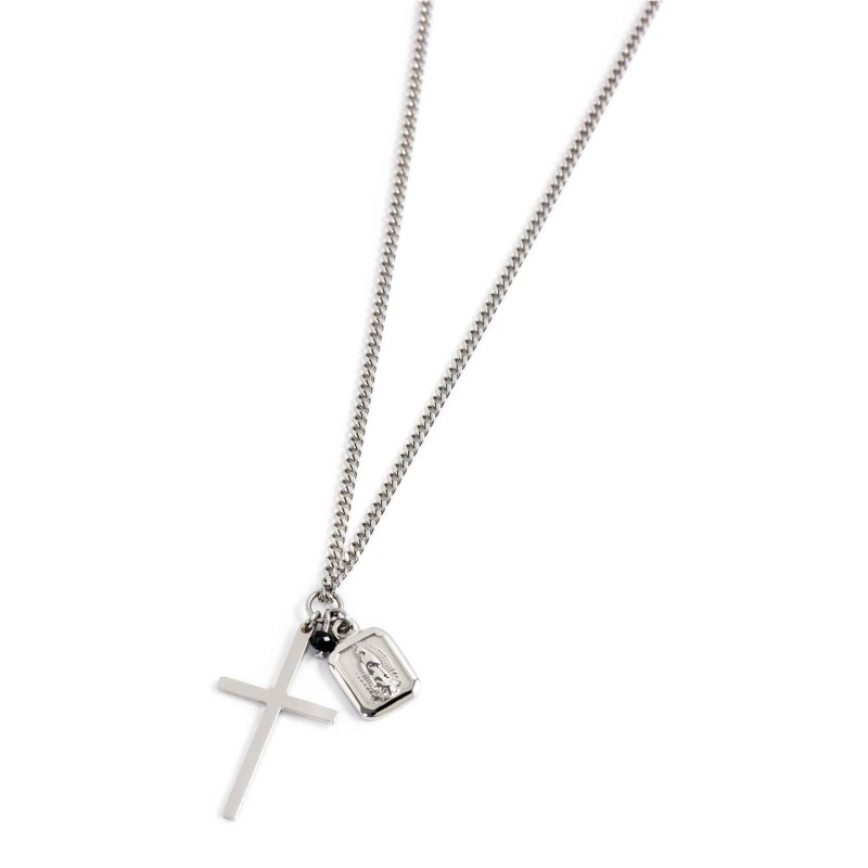 Collana croce e madonna